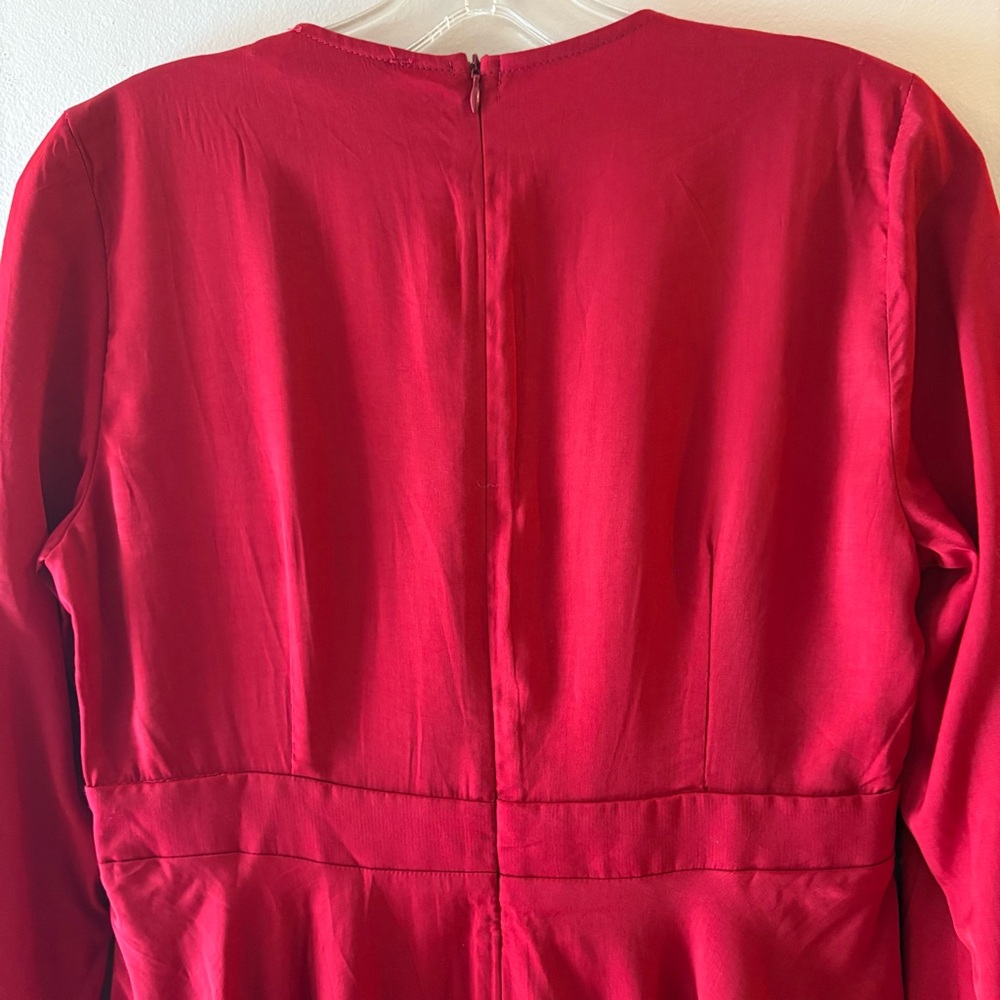 Petal & Pup Red Long-Sleeve Wrap Midi Dress, Sz 12, fits smaller. - Picture 8 of 15